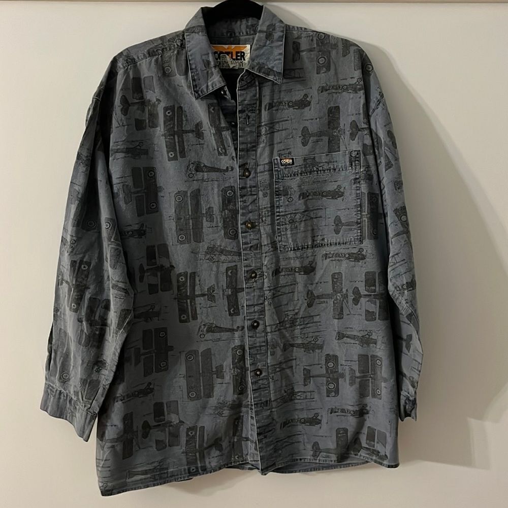 Cotler Expedition Vintage Button Down Classic Planes 100% Cotton- Size L